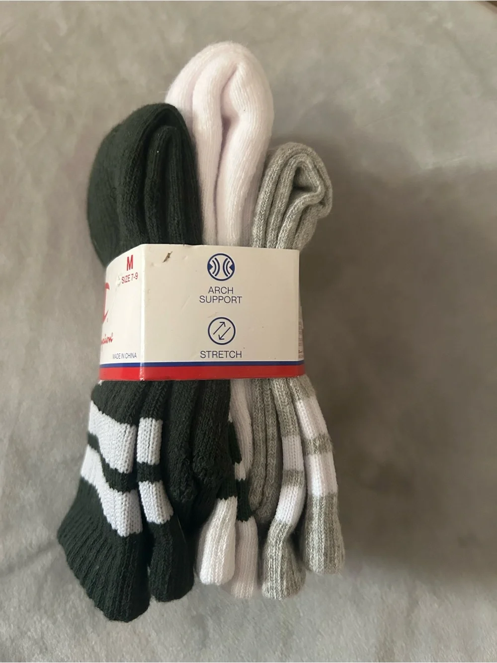 Champion Youth Crew Socks in Dark Green and White - 3 Pair